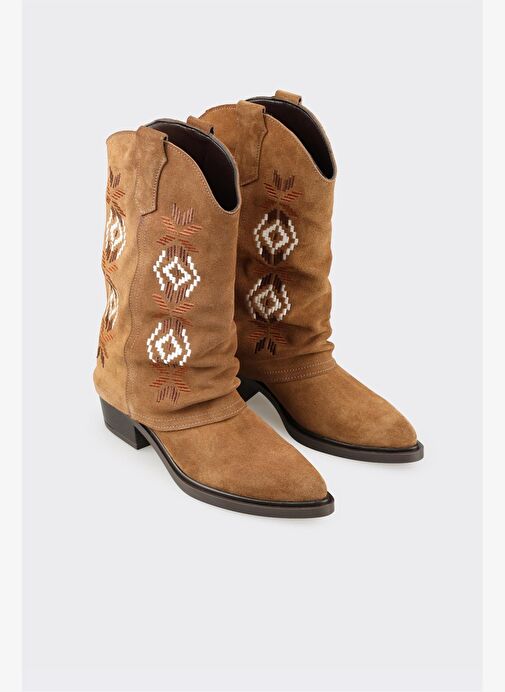 Taba Deri Kadın Western Bot - Görsel 3