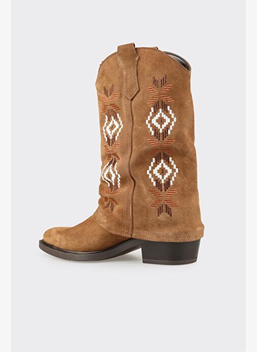 Taba Deri Kadın Western Bot - Görsel 4