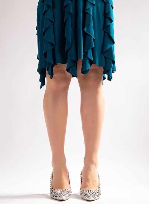 Sakura Kadın Abiye Topuklu Sandalet Gümüş - Görsel 4