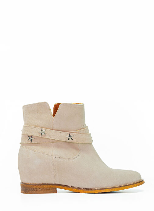 Nemesis Gerçek Deri Kadın Dolgu Taban Bot Bej Süet - Görsel 5