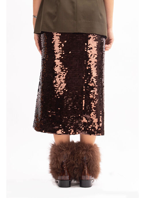 Reina Gerçek Deri Kadın Bot Taba Kroko Deri Kürklü - Görsel 5