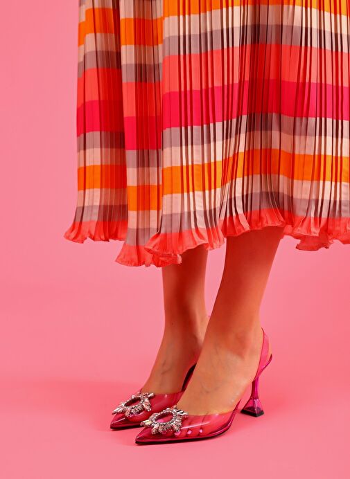 Madelina Kadın Topuklu Ayakkabı Şeffaf Pembe - Görsel 5