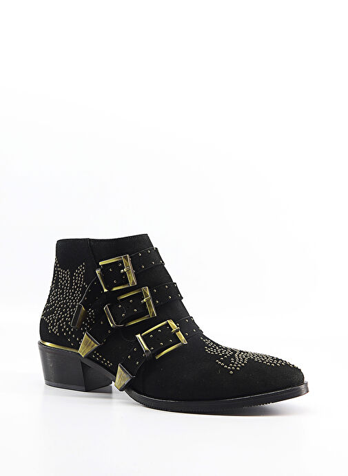 Susanna Gerçek Deri Topuklu Kadın Bot Siyah Süet - Görsel 2