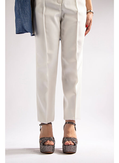 Camelia Kadın Abiye Platform Topuklu Ayakkabı Nikel Taşlı - Görsel 4