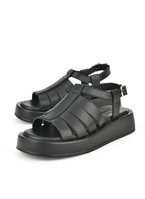 Ziya, Hakiki Deri Kadın Sandalet 1511033Z23069 Siyah - Görsel 5