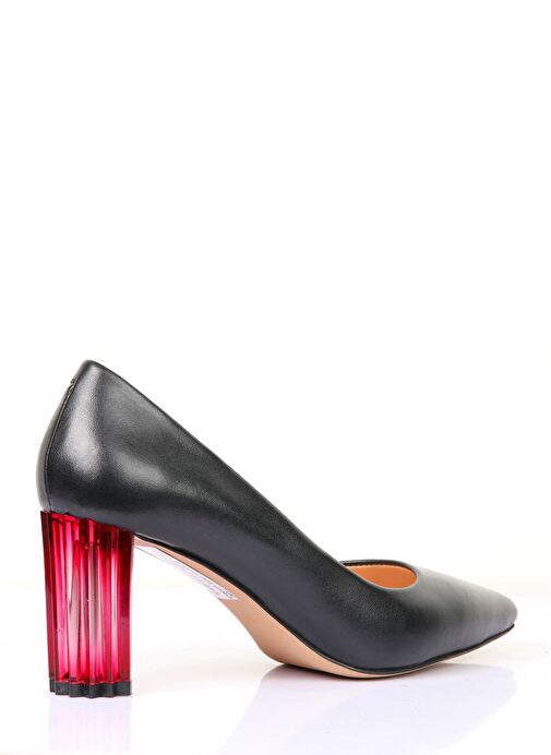 Nemesis Gerçek Deri Kadın Topuklu Ayakkabı Siyah Kırmızı Ökçe - Görsel 6