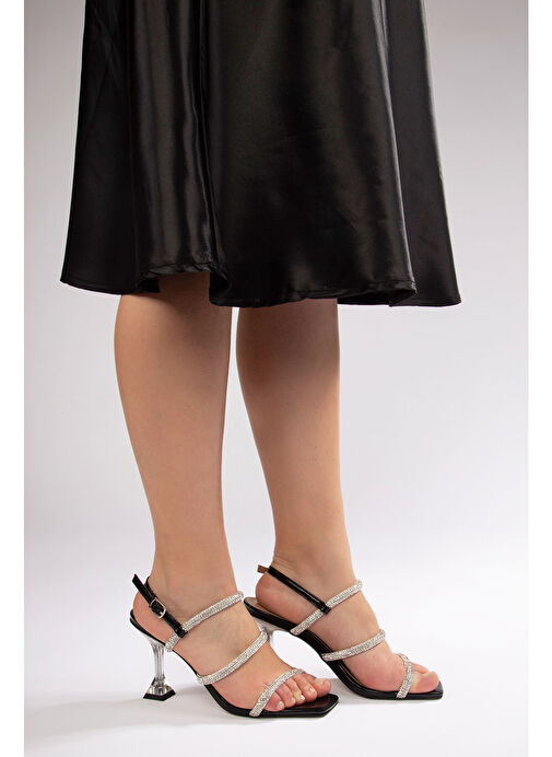 Sihana Kadın Topuklu Abiye Sandalet Siyah - Görsel 3