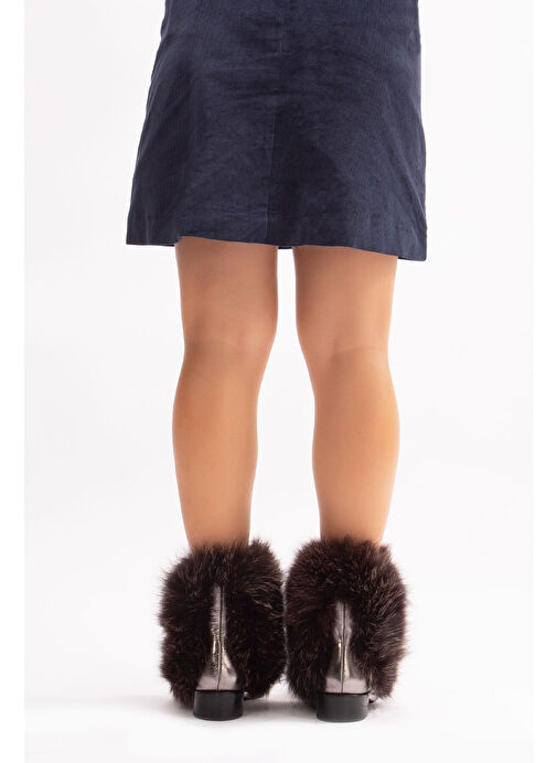 Reina Gerçek Deri Kadın Bot Nikel Deri Kürklü - Görsel 3