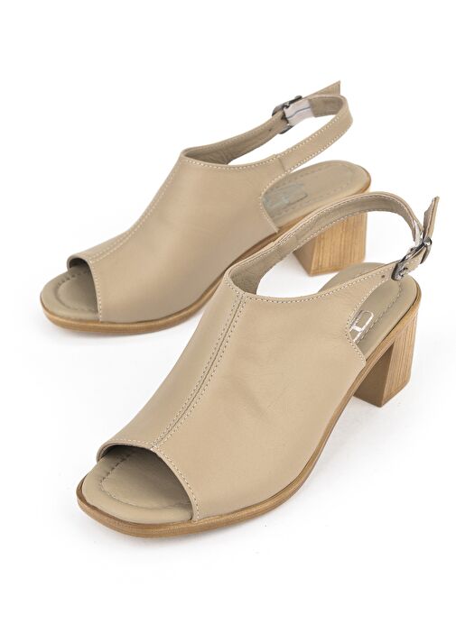 Ziya, Kadın Hakiki Deri Topuklu Sandalet 1511020Z2212 Bej - Görsel 7