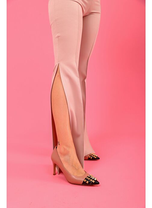 Vidya Gerçek Deri Kadın Topuklu Ayakkabı Pudra - Görsel 4
