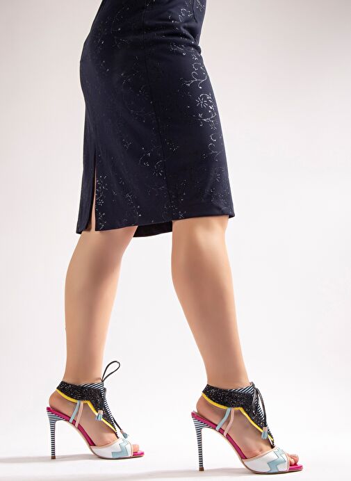 Vanessa Gerçek Deri Kadın Topuklu Sandalet Beyaz Fuşya - Görsel 2