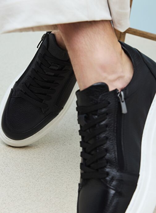Ziya, Erkek Hakiki Deri Sneaker 1511026Z550 Siyah - Görsel 8