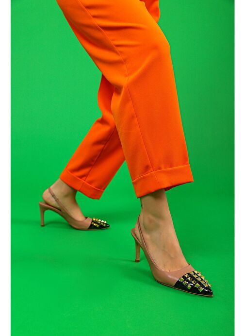 Verna Gerçek Deri Kadın Topuklu Sandalet Pudra - Görsel 2