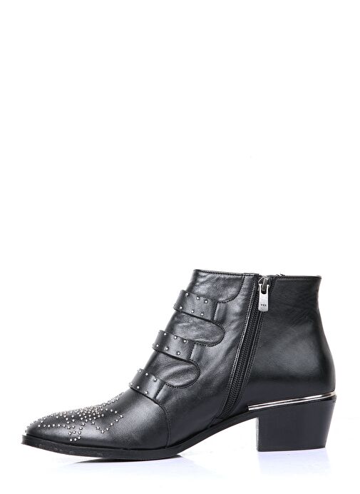 Susanna Gerçek Deri Topuklu Kadın Bot Siyah - Görsel 4