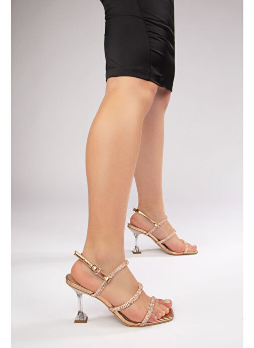 Sihana Kadın Topuklu Abiye Sandalet Rose Dore - Görsel 3