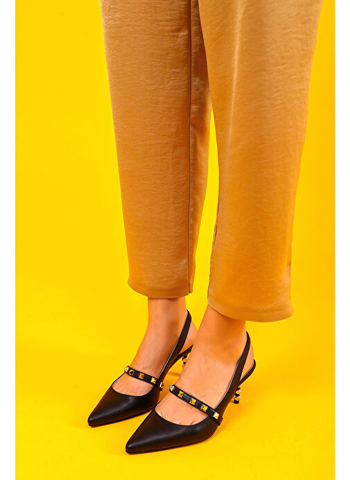 Vina Gerçek Deri Kadın Topuklu Sandalet Siyah - Görsel 4