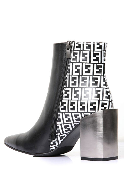 Freda Gerçek Deri Kadın Topuklu Bot Siyah - Görsel 2