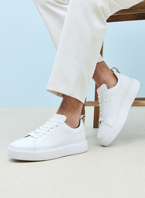 Ziya, Erkek Hakiki Deri Sneaker 1511026Z875Y Beyaz - Görsel 2