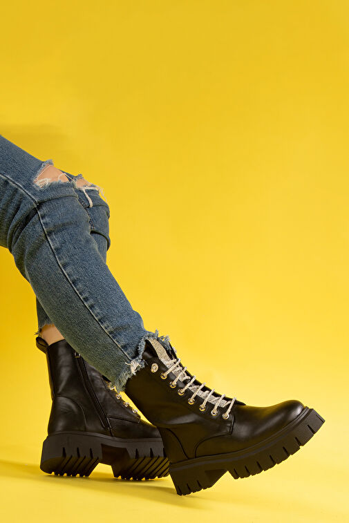 Nemesis Fermuarlı Kadın Postal Bot Siyah - Görsel 3