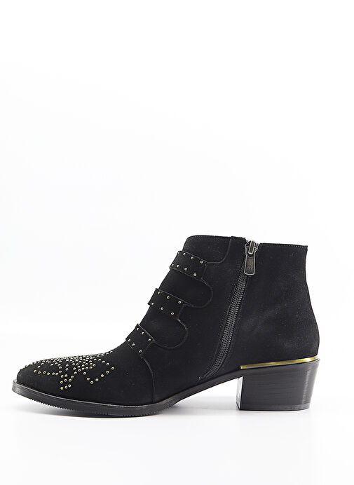 Susanna Gerçek Deri Topuklu Kadın Bot Siyah Süet - Görsel 6