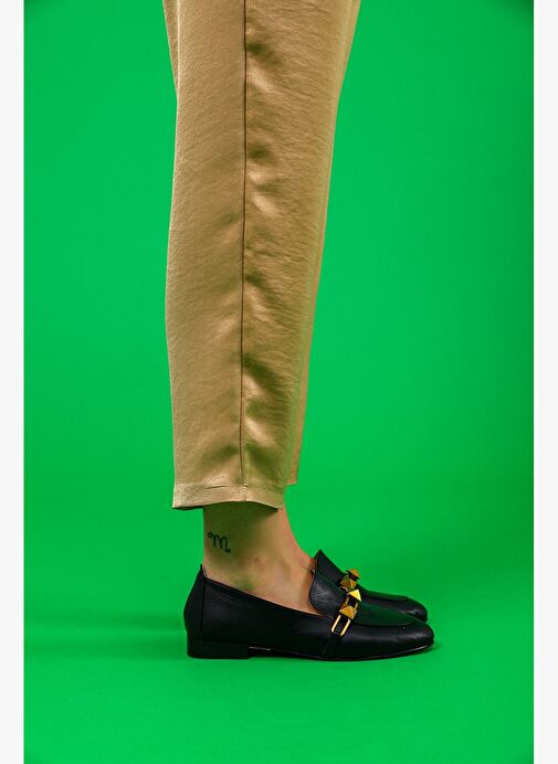 Kalina Gerçek Deri Kadın Loafer Ayakkabı Siyah - Görsel 3