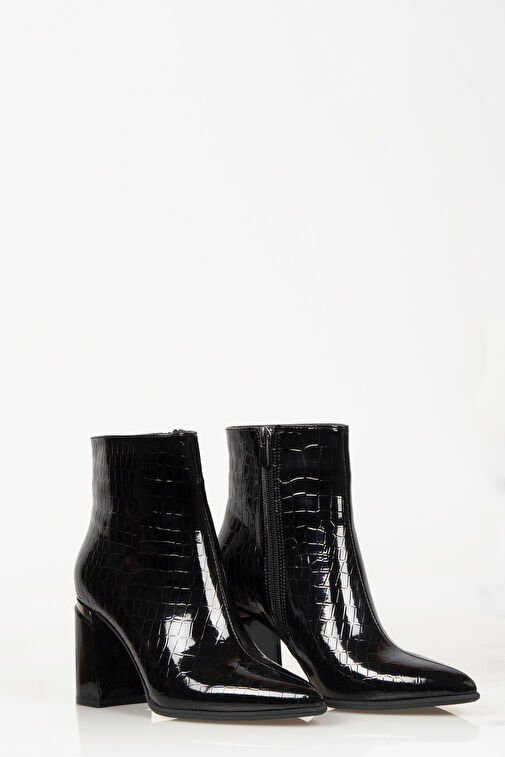 Nemesis Fermuarlı Topuklu Kadın Bot Siyah - Görsel 2