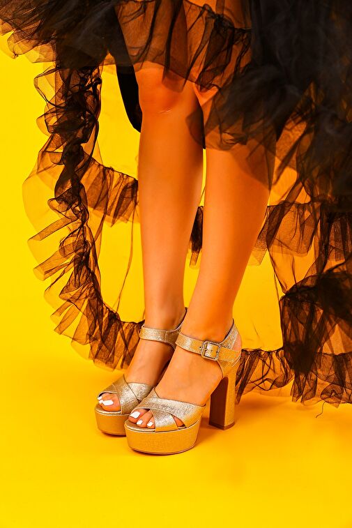 İsabella Kadın Platform Topuklu Ayakkabı Gold Nova - Görsel 5