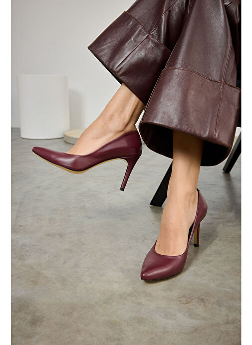 Ziya Bordo Kadın Deri Topuklu Ayakkabı 1231003 4292_400 - Görsel 2