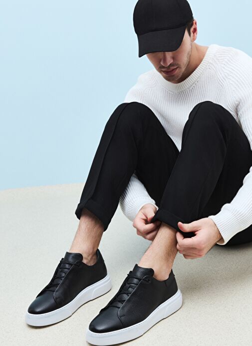 Ziya, Erkek Hakiki Deri Sneaker 1511026Z855 Siyah - Görsel 3