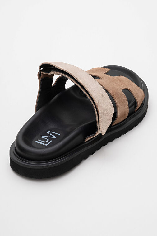 MORTE Toprak-Bej Süet Hakiki Deri Kadın Terlik - Görsel 4