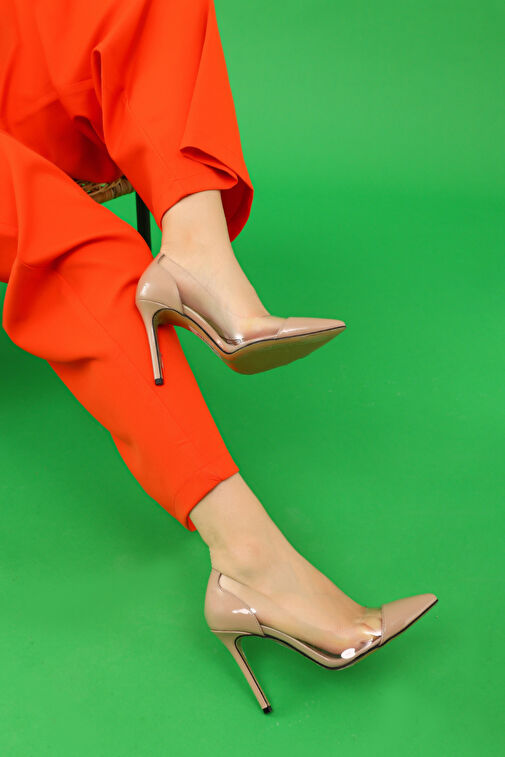 Nemesis Shoes Nude Kadın Rugan Topuklu Ayakkabı 39881 - Görsel 3