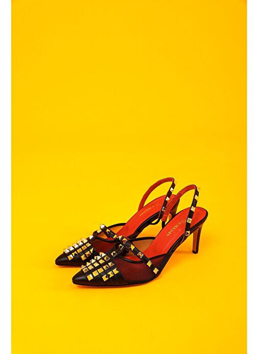 Vonda Gerçek Deri Kadın Topuklu Sandalet Siyah - Görsel 2