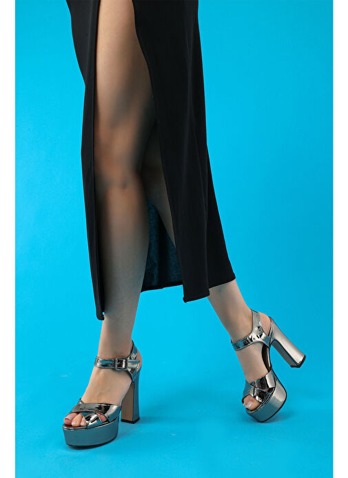 İsabella Kadın Platform Topuklu Ayakkabı Nikel - Görsel 2