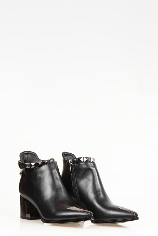 Marlo Fermuarlı Topuklu Kadın Bot Siyah - Görsel 3