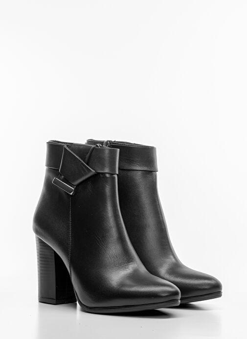 Nemesis Gerçek Deri Fermuarlı Kadın Bot Siyah - Görsel 3