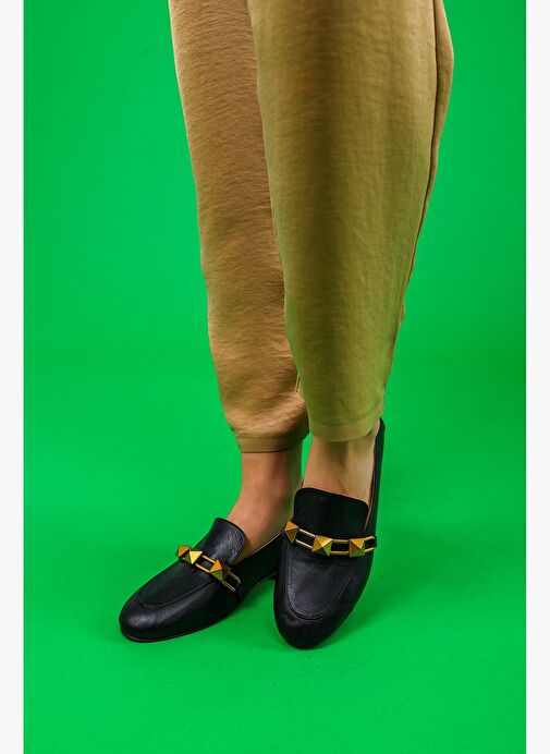Kalina Gerçek Deri Kadın Loafer Ayakkabı Siyah - Görsel 6