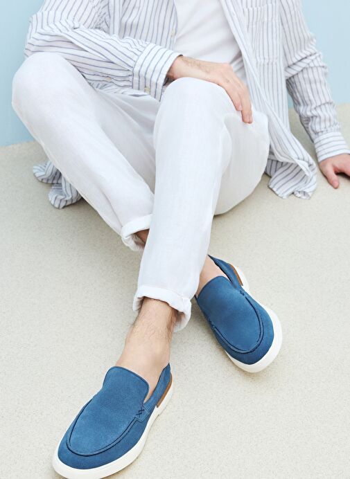 Ziya, Erkek Hakiki Deri Ayakkabı 1511007ZB042 Mavi - Görsel 6