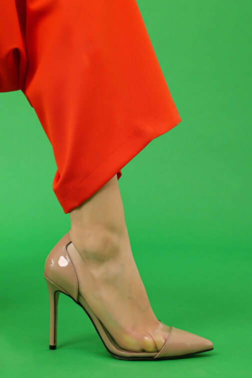 Nemesis Shoes Nude Kadın Rugan Topuklu Ayakkabı 39881 - Görsel 4