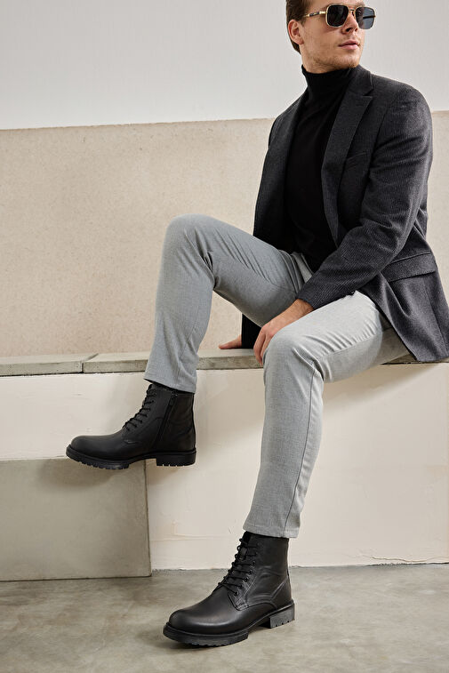 Ziya, Erkek Hakiki Deri Bot 143423Z2106 Siyah - Görsel 5