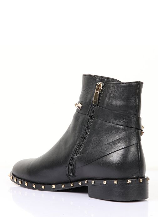 Nemesis Gerçek Deri Kadın Fermuarlı Bot Siyah - Görsel 5