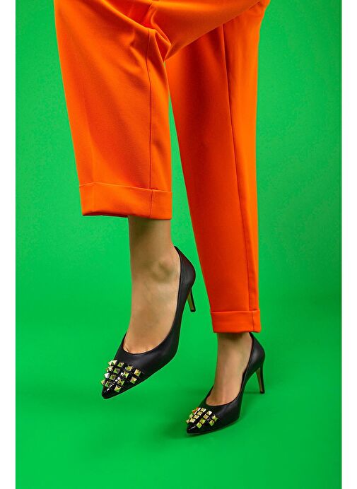 Vidya Gerçek Deri Kadın Topuklu Ayakkabı Siyah - Görsel 4