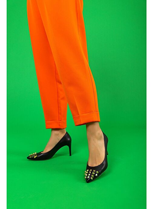 Vidya Gerçek Deri Kadın Topuklu Ayakkabı Siyah - Görsel 3