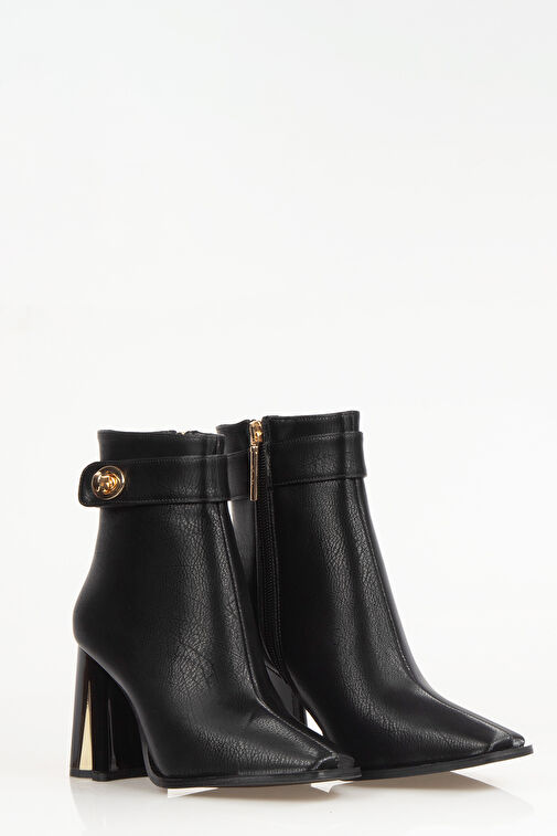 Nemesis Fermuarlı Topuklu Kadın Bot Siyah - Görsel 4