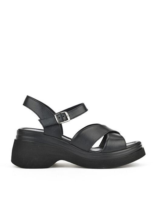 Ziya, Kadın Hakiki Deri Topuklu Sandalet 151992Z64004 Siyah - Görsel 2