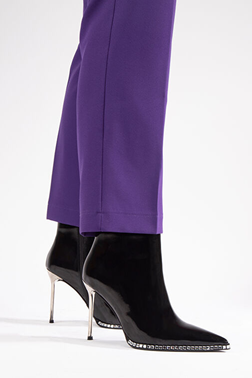 Nemesis Fermuarlı Topuklu Kadın Bot Siyah Rugan - Görsel 7