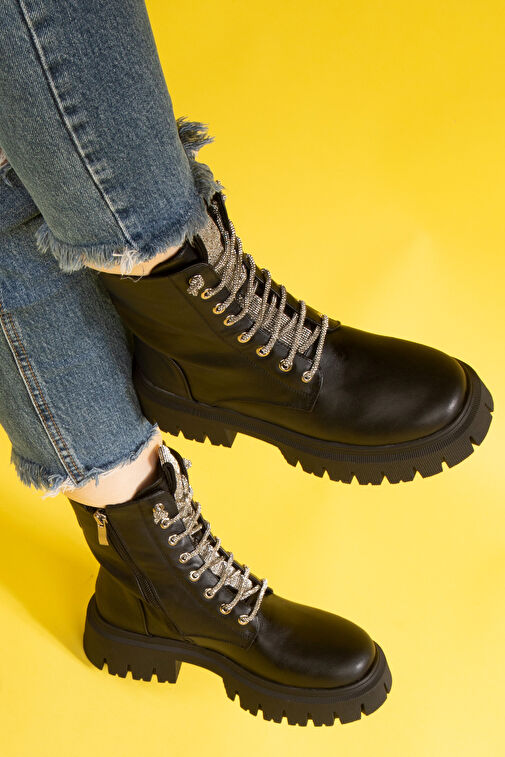 Nemesis Fermuarlı Kadın Postal Bot Siyah - Görsel 2