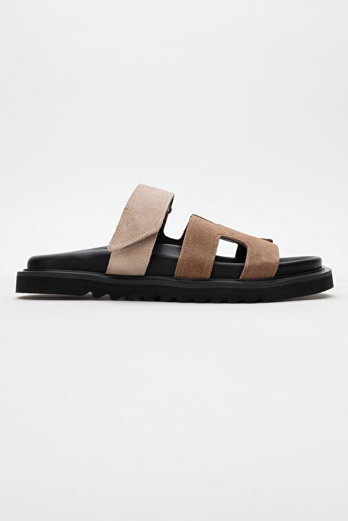 MORTE Toprak-Bej Süet Hakiki Deri Kadın Terlik - Görsel 7