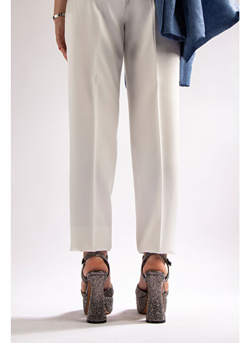 Camelia Kadın Abiye Platform Topuklu Ayakkabı Nikel Taşlı - Görsel 3