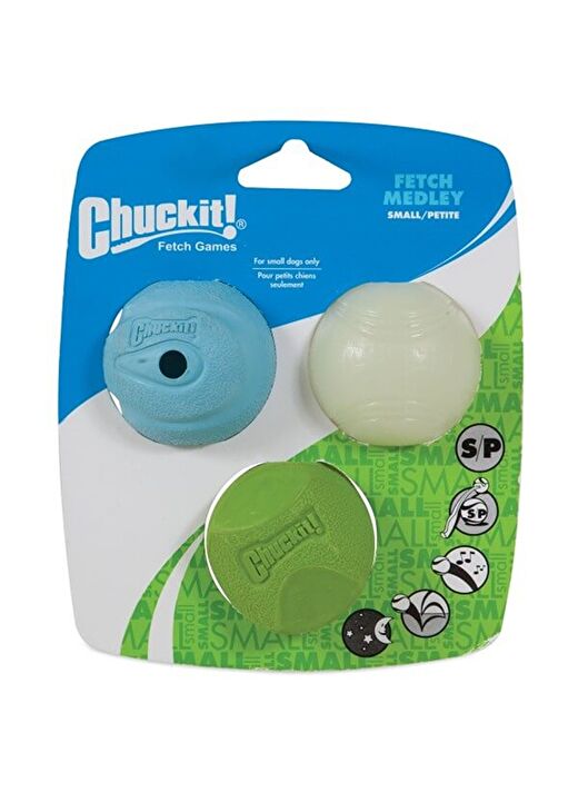 Chuckit! Fetch Medley (Gen 2) 3'lü Köpek Oyun Topu (Küçük Boy) 1