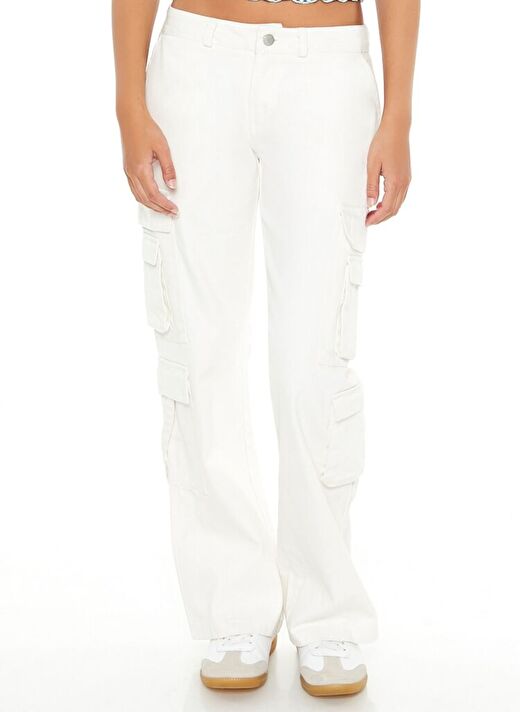 Twill-Low-Rise Kargo Pantolon 4
